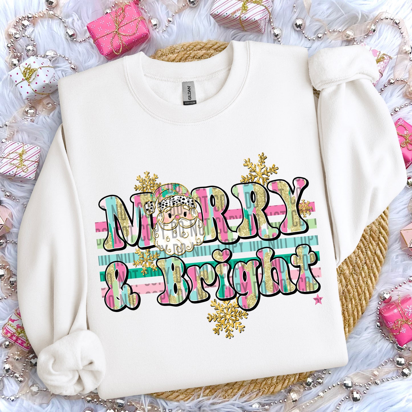 Merry and Bright brushstrokes - Dropdown to select -Digital Download 300DPI PNG FILE