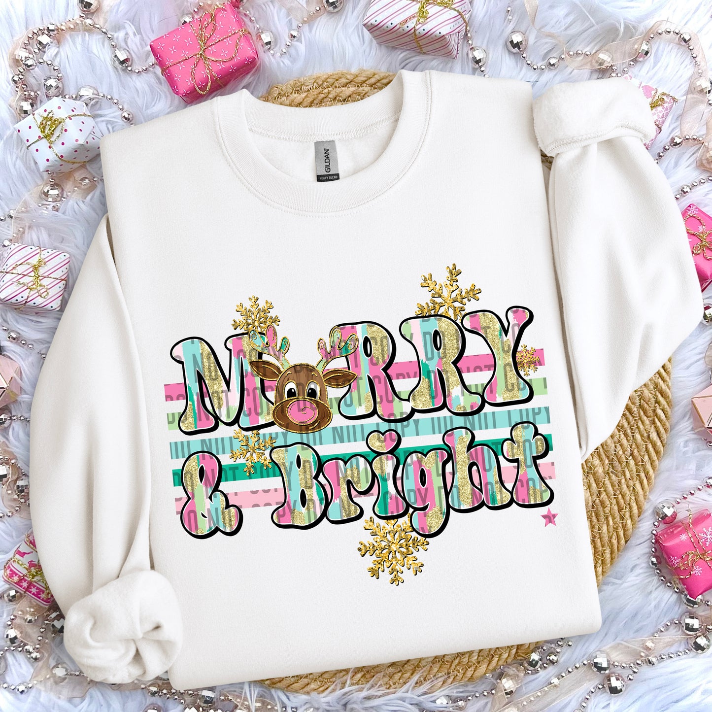 Merry and Bright brushstrokes - Dropdown to select -Digital Download 300DPI PNG FILE