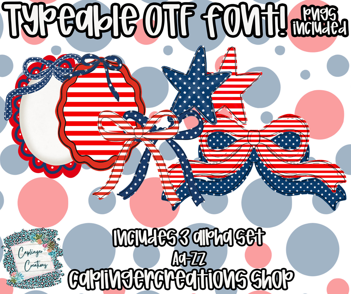 MISS AMERICA - TYPEABLE OTF FONT + PNGS- commercial use included - Digital download