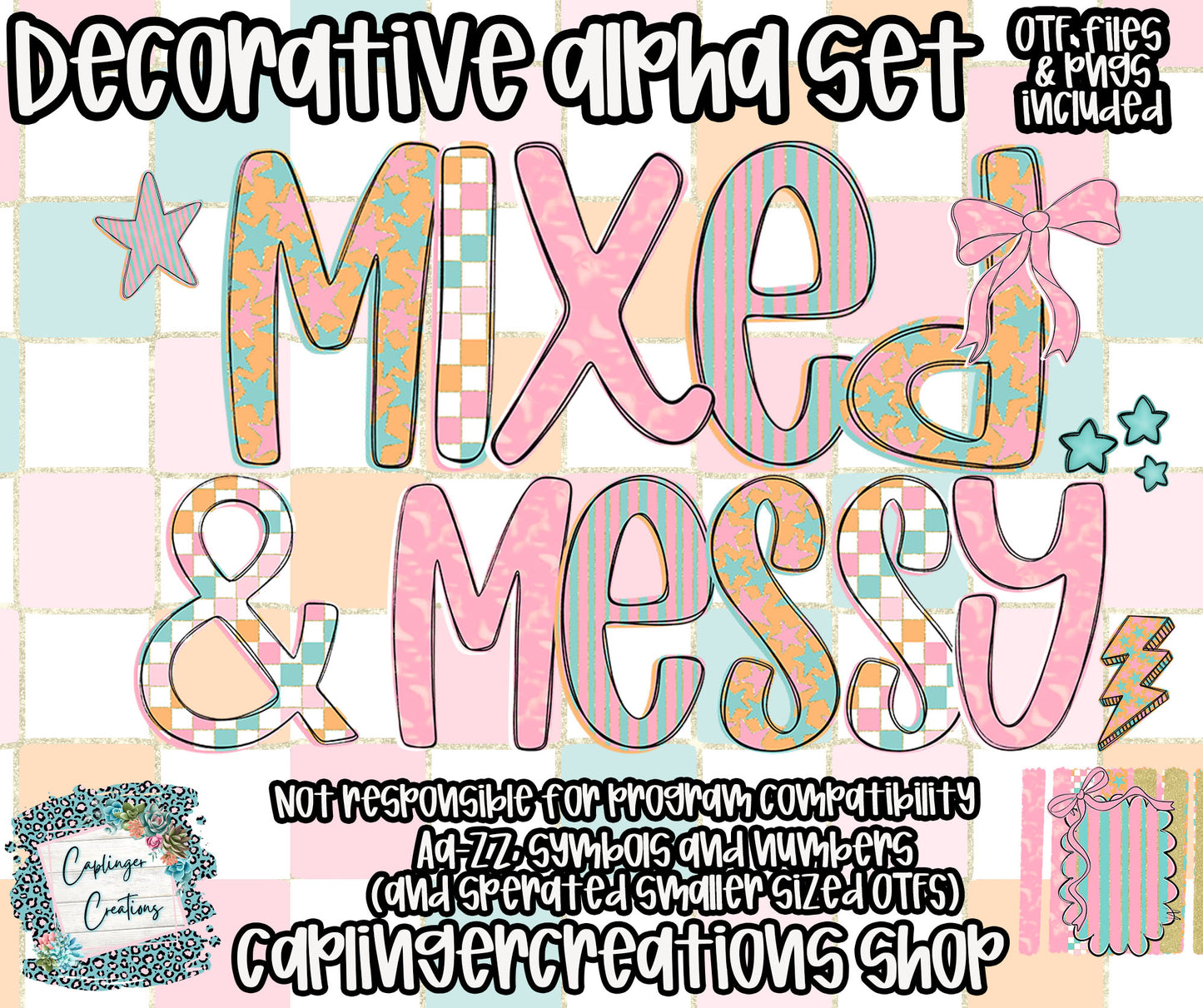 Mixed and Messy - OTF typeable & Drag and Drop PNGS- commercial use included - Digital download