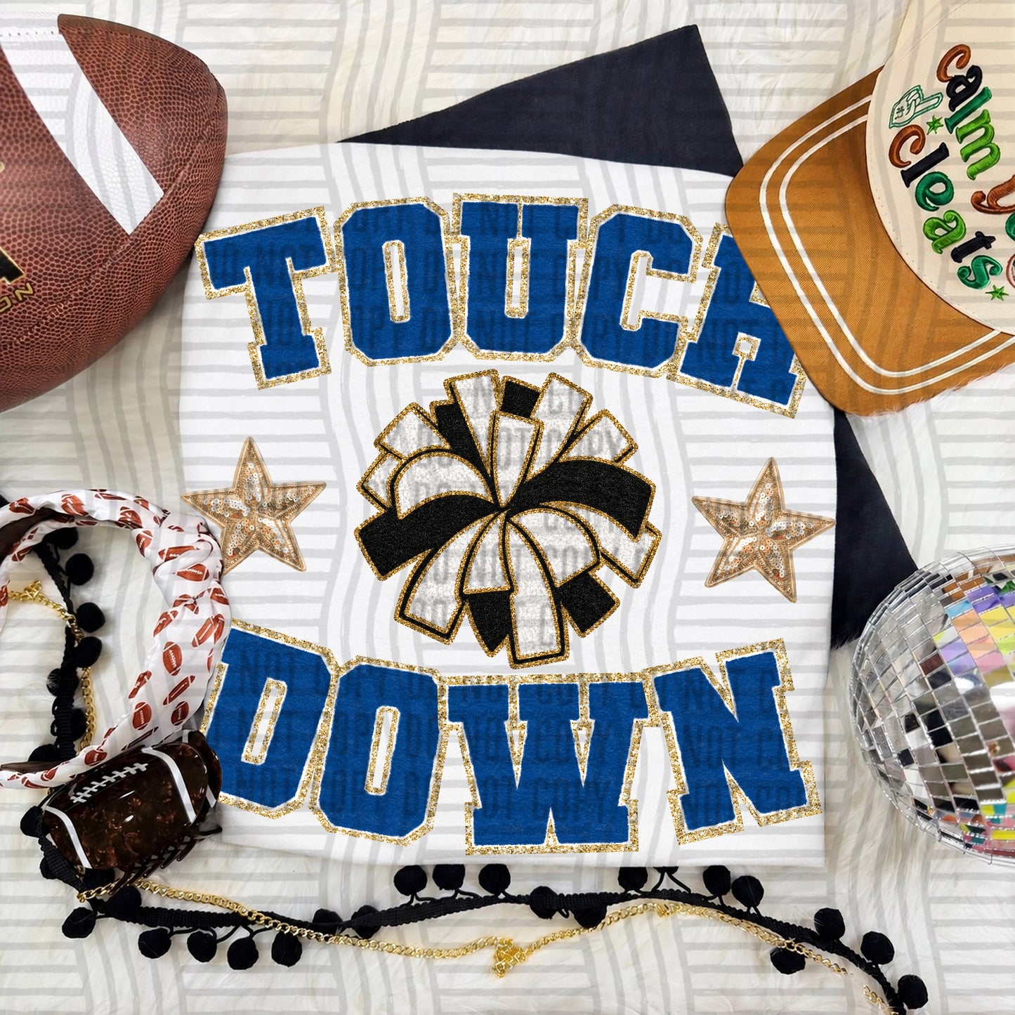 TOUCHDOWN FAUX CHENILLE CHEER 2609-0003- Digital Download 300 DPI PNG FILE