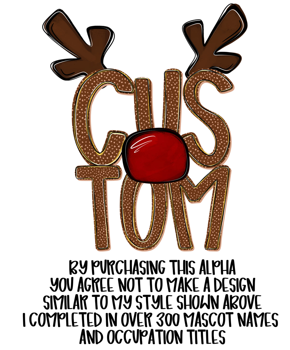 REINDEER - TYPEABLE OTF FONT + PNGS - Digital download