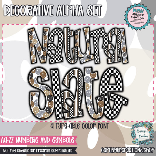 Neutral Slate - JUMBLE ALPHA - 3 patterns - TYPEABLE OTF FONT + PNGS - Digital download