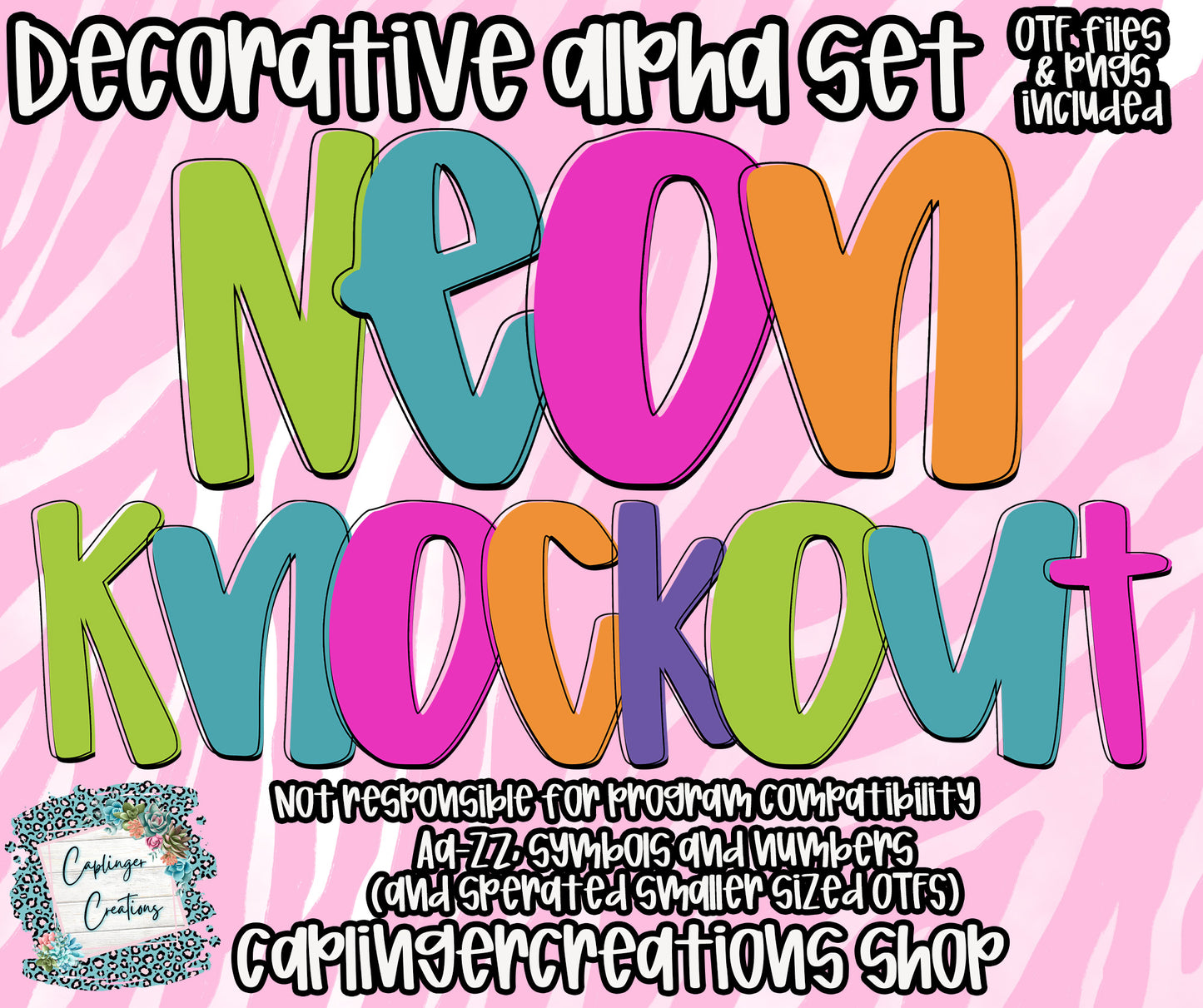 Neon Knockouts - OTF & Drag and Drop PNGS- commercial use included - Digital download