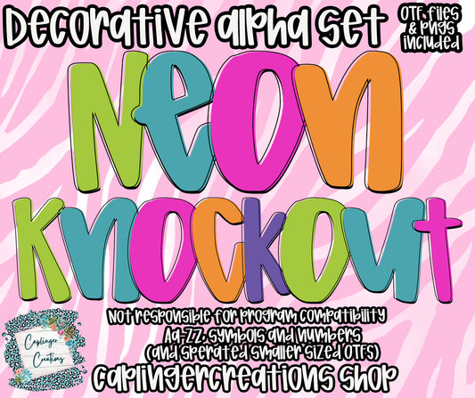 Neon Knockouts - OTF & Drag and Drop PNGS- commercial use included - Digital download