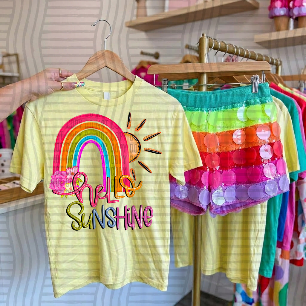 hello sunshine rainbow -  Digital Download 300DPI PNG FILE