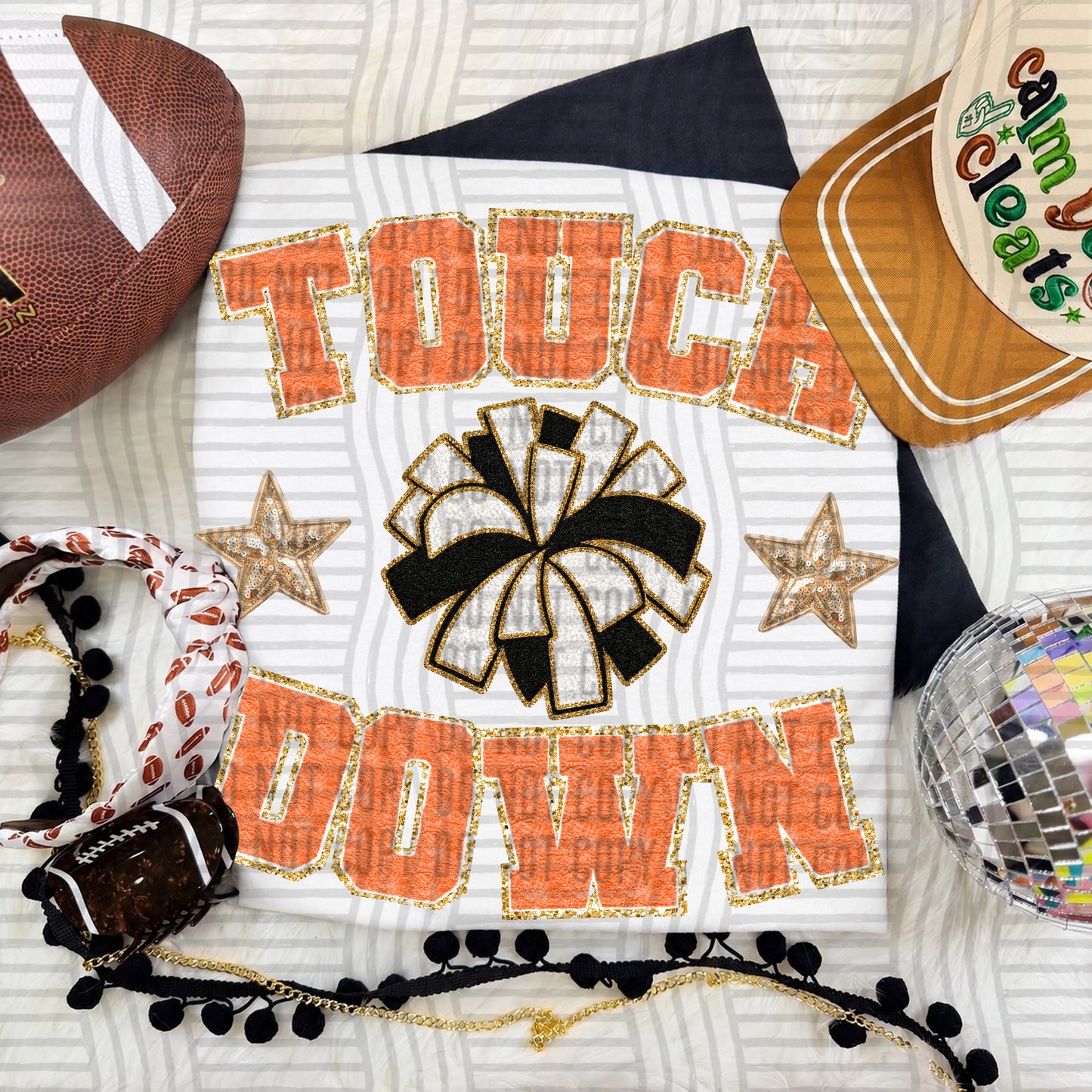 TOUCHDOWN FAUX CHENILLE CHEER 2609-0003- Digital Download 300 DPI PNG FILE