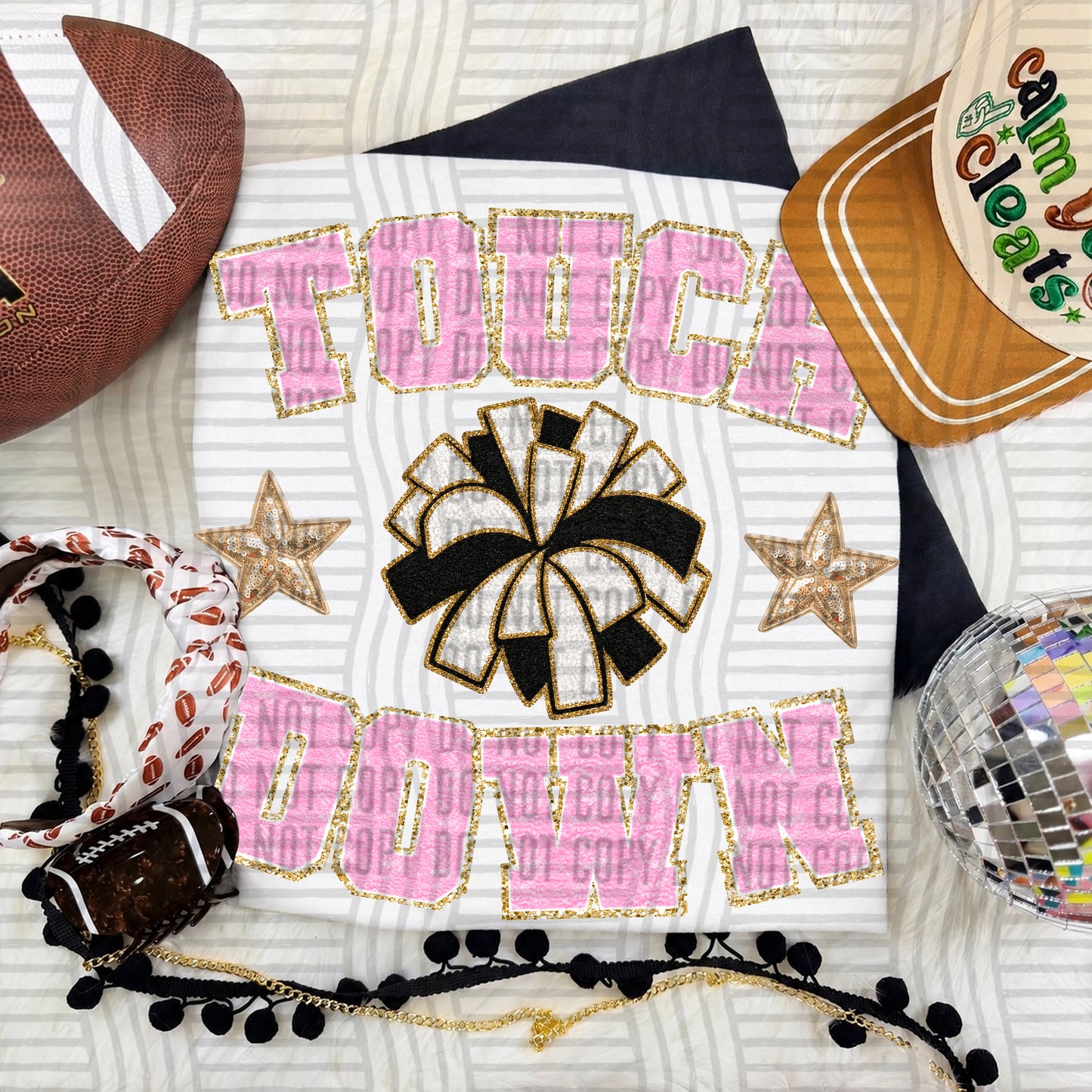 TOUCHDOWN FAUX CHENILLE CHEER 2609-0003- Digital Download 300 DPI PNG FILE