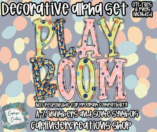Playroom - TYPEABLE OTF FONT + PNGS - Digital download