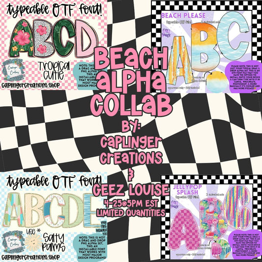 Beach Alpha Collab Caplinger Creations and Geez Louise  - Digital download 300DPI PNG FILE