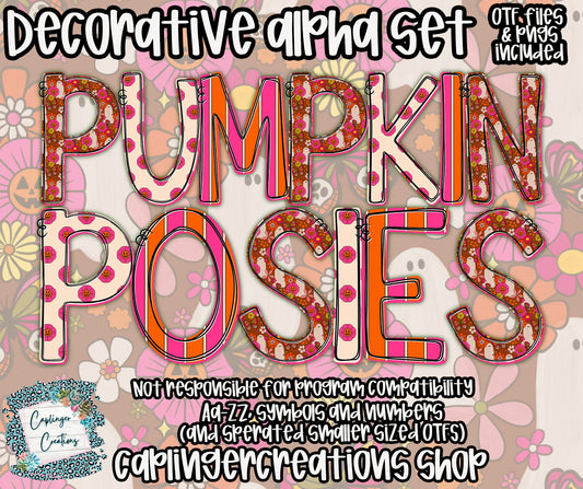 Pumpkin Posies - TYPEABLE OTF FONT + PNGS - Digital download