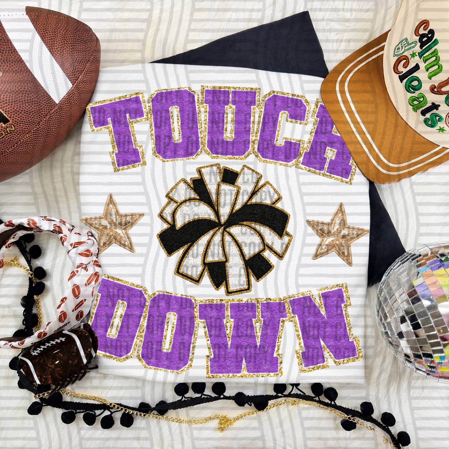 TOUCHDOWN FAUX CHENILLE CHEER 2609-0003- Digital Download 300 DPI PNG FILE
