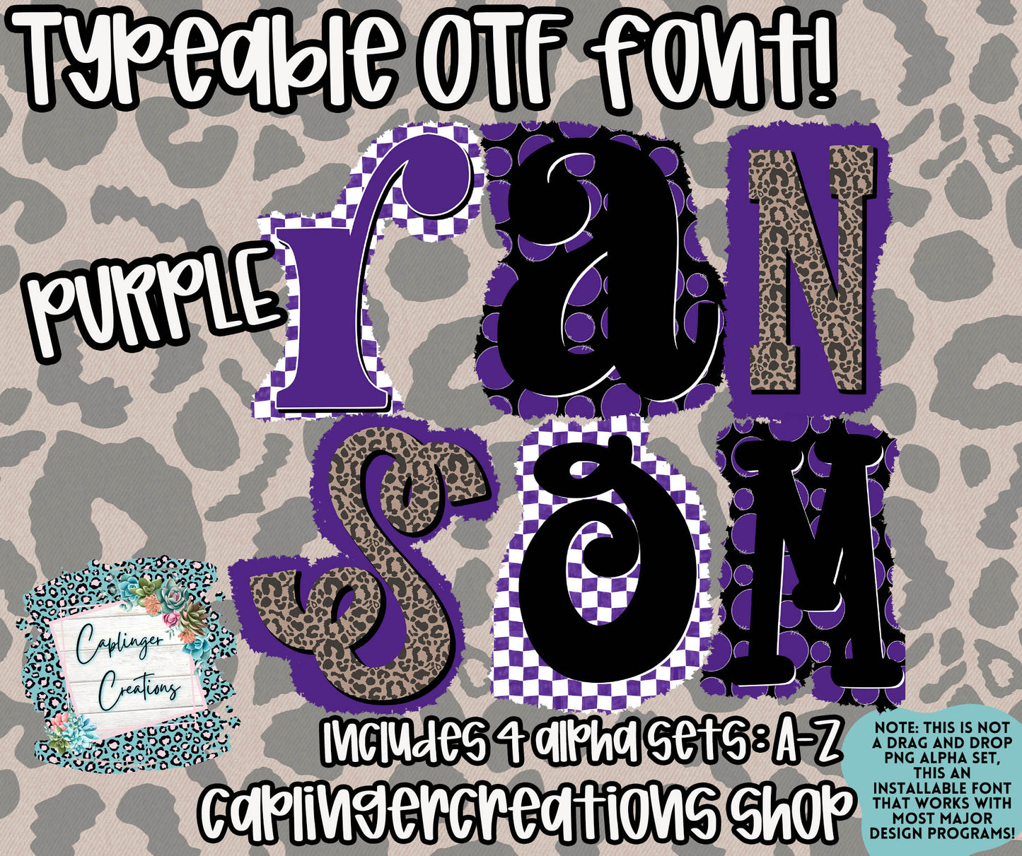 RANSOM Spirit - OTF typeable & Drag and Drop PNGS- commercial use included - Digital download