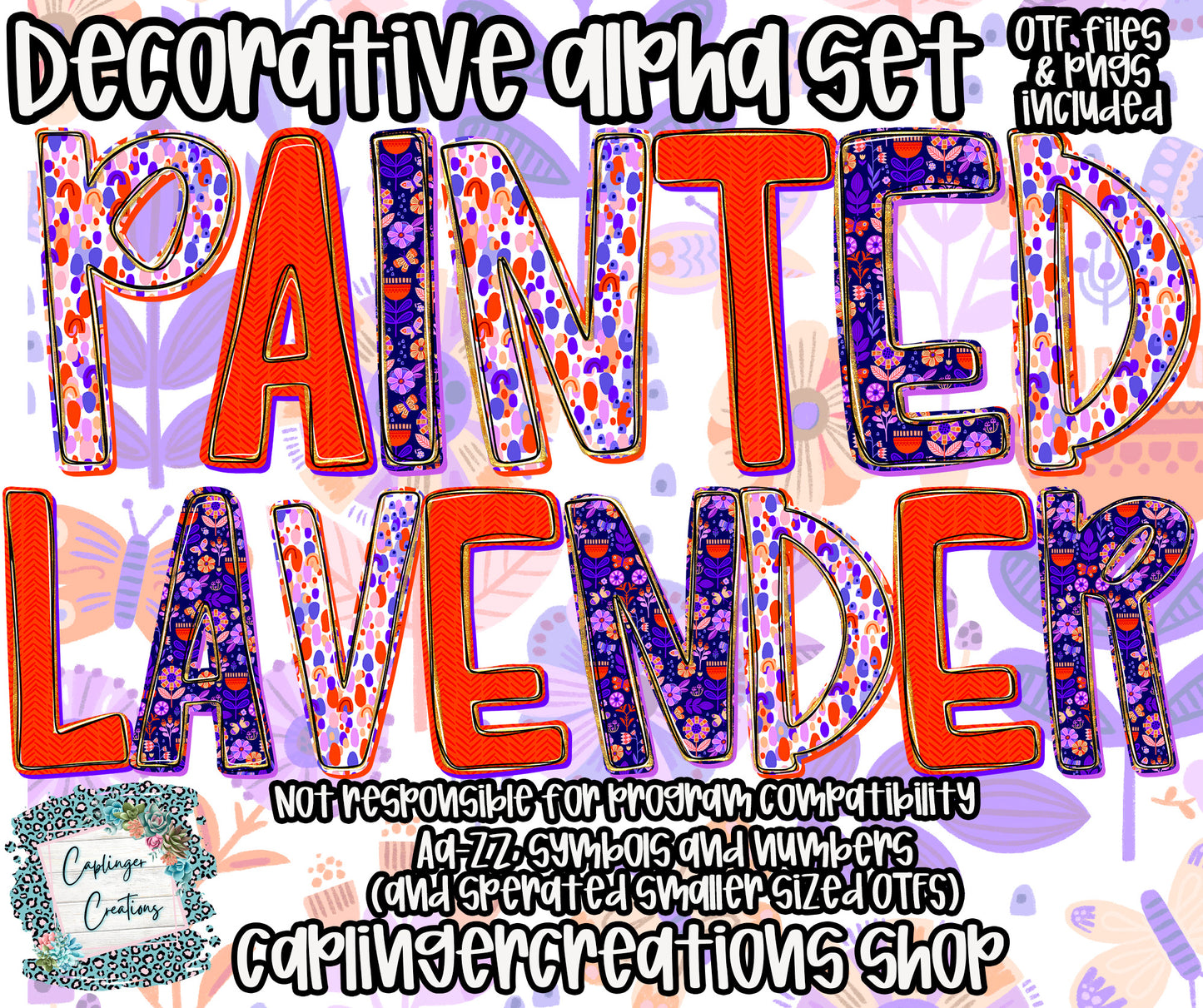 Painted Lavender - OTF & Drag and Drop PNGS- commercial use included - Digital download