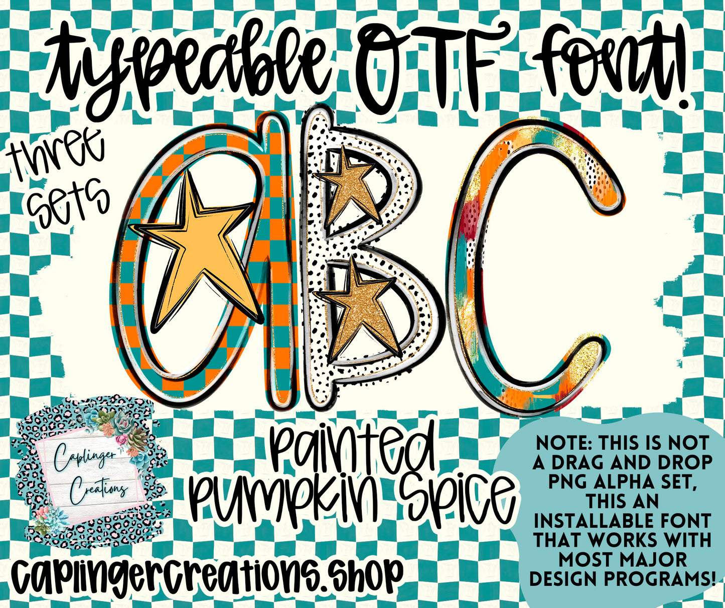 Painted Pumpkin Spice - TYPEABLE OTF FONT + PNGS - Digital download