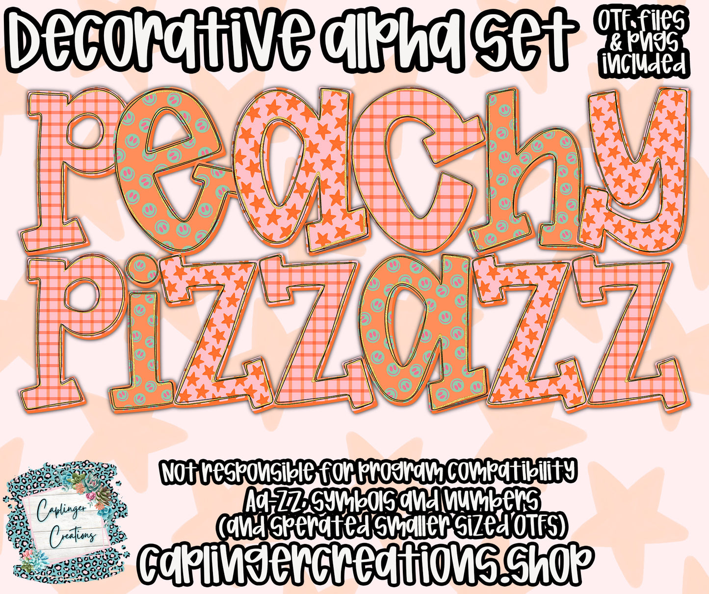 Peachy Pizzazz - OTF & Drag and Drop PNGS- commercial use included - Digital download