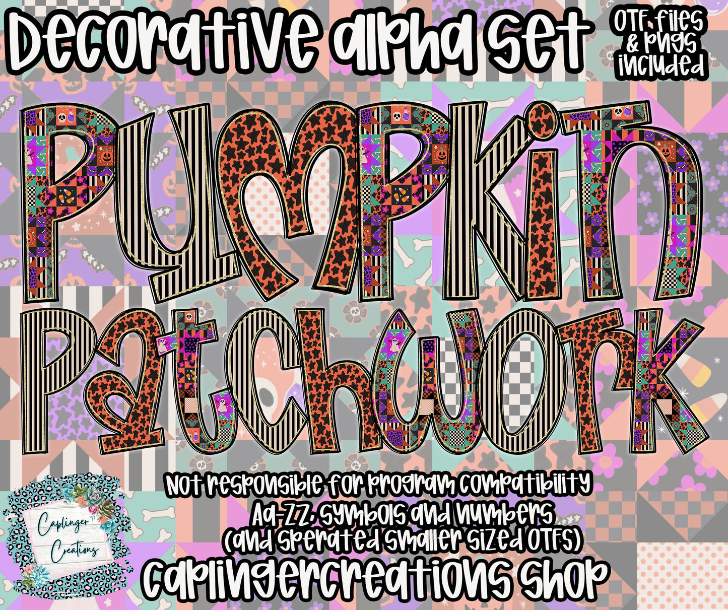 Pumpkin Patchwork  - OTF & Drag and Drop PNGS- commercial use included - Digital download