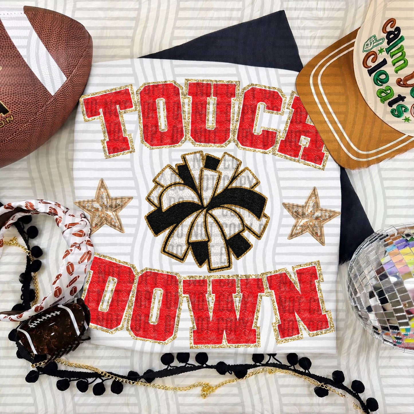 TOUCHDOWN FAUX CHENILLE CHEER 2609-0003- Digital Download 300 DPI PNG FILE