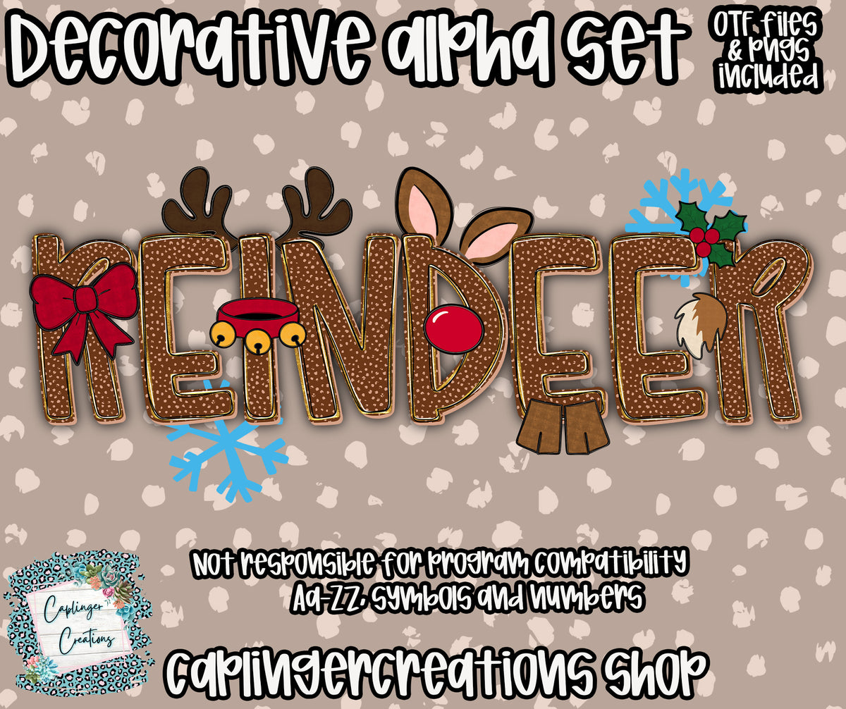 REINDEER - TYPEABLE OTF FONT + PNGS - Digital download