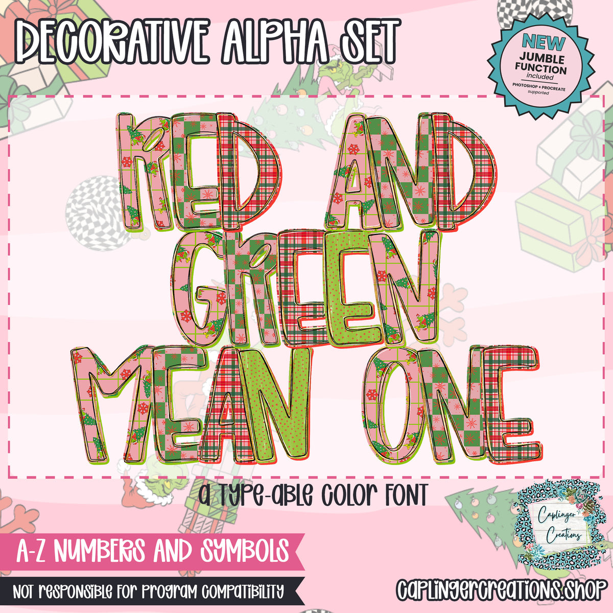 Red and Green Mean One - TYPEABLE OTF FONT + PNGS - Digital download