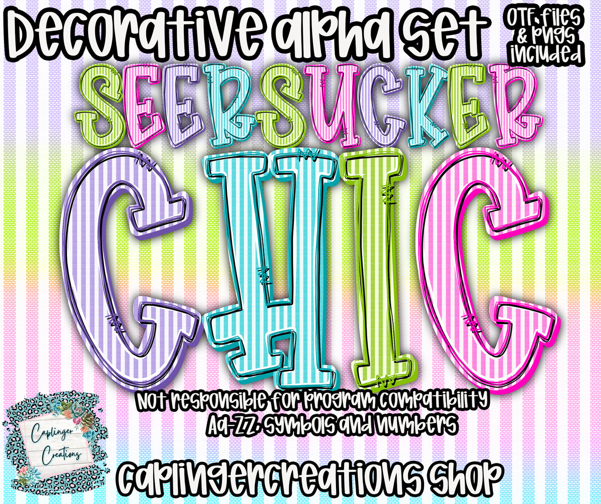 Seersucker Chic - TYPEABLE OTF FONT + PNGS - Digital download