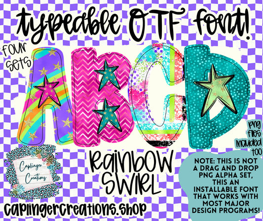 RAINBOW SWIRL (LIMITED) + ELEMENTS - TYPEABLE OTF FONT - Digital download