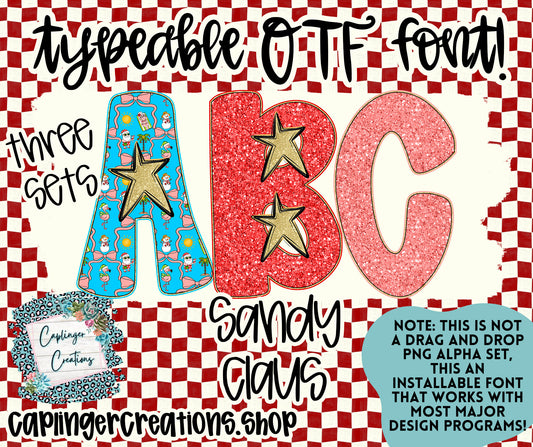 Sandy Claus - TYPEABLE OTF FONT + PNGS - Digital download