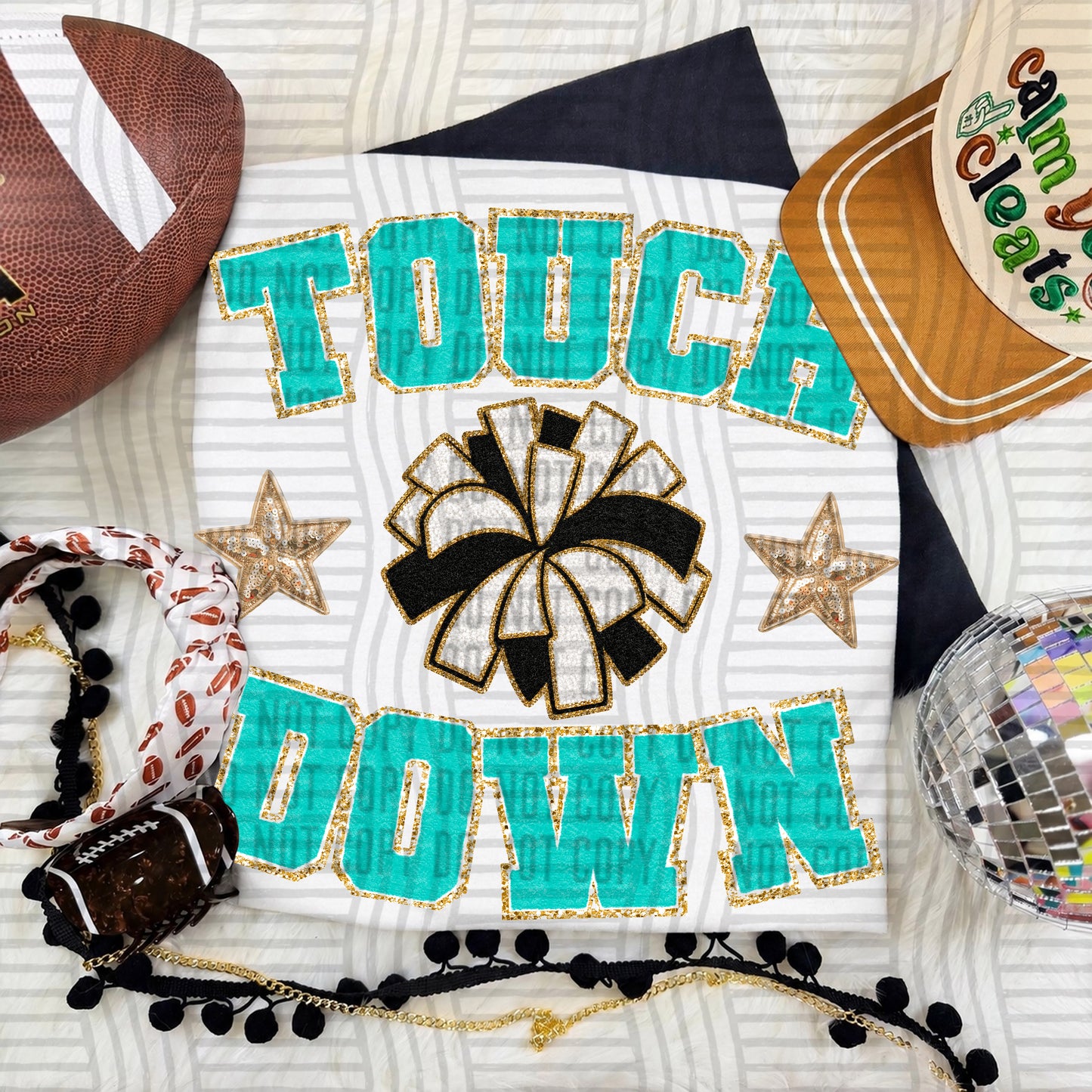TOUCHDOWN FAUX CHENILLE CHEER 2609-0003- Digital Download 300 DPI PNG FILE