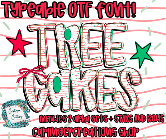TREE CAKES - TYPEABLE OTF FONT + PNGS - Digital download