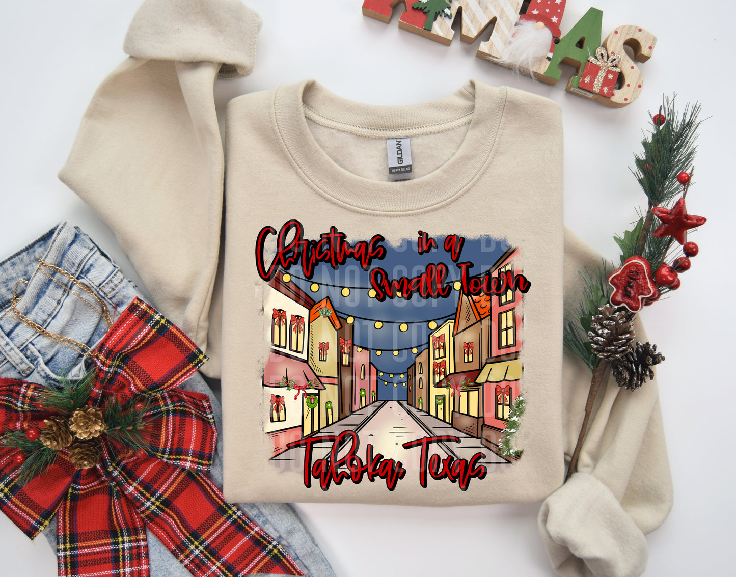 PICK A TOWN or CUSTOM- CHRISTMAS IN A SMALL TOWN-Digital download 300DPI PNG FILE