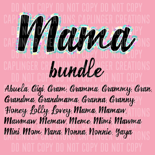 Mama Floral bundle 26 names - Digital download 300DPI PNG FILE