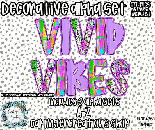 VIVID VIBES- TYPEABLE OTF FONT + PNGS- commercial use included - Digital download