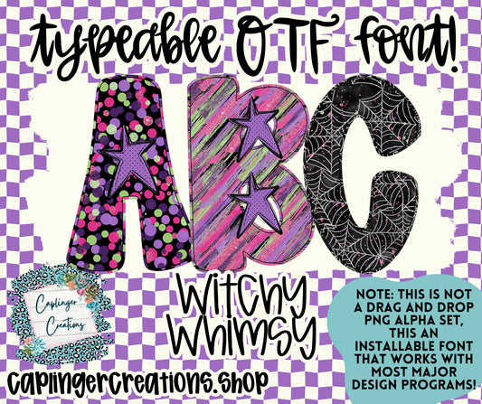Witchy Whimsy - TYPEABLE OTF FONT + PNGS - Digital download