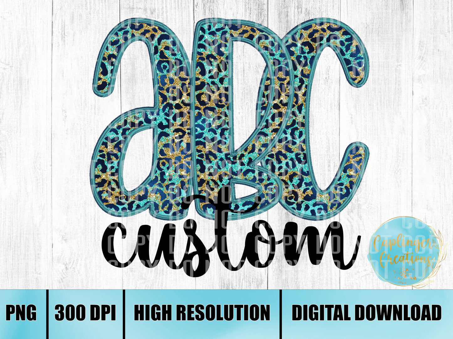 Faux Embroidery Turquoise and Navy Custom - Digital download 300DPI PNG FILE