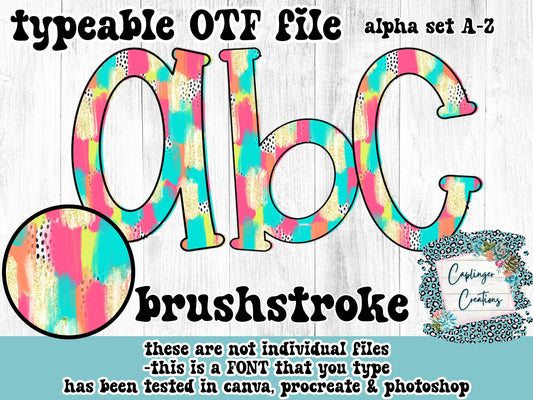 Brushstroke - ALPHA FONT A-Z - TYPEABLE FONT - Digital download 300DPI PNG FILE