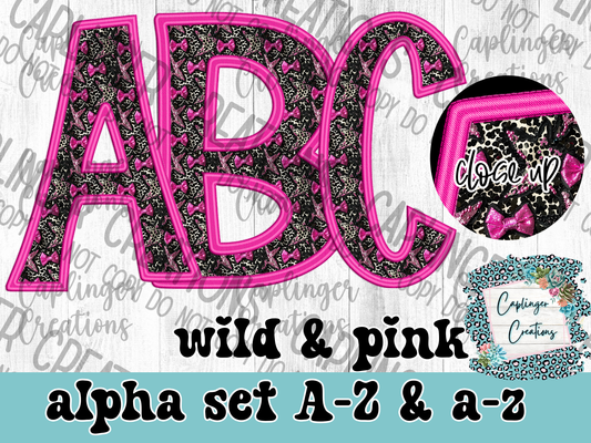 Wild & Pink - ALPHA SET A-Z - Digital download 300DPI PNG FILE