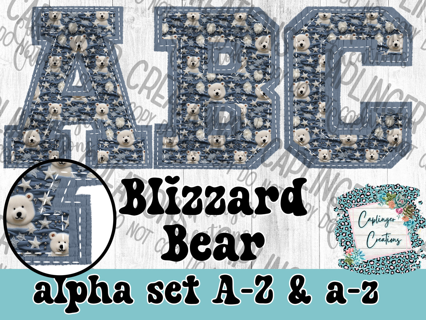 Blizzard Bear- ALPHA SET A-Z- Digital download 300DPI PNG FILE