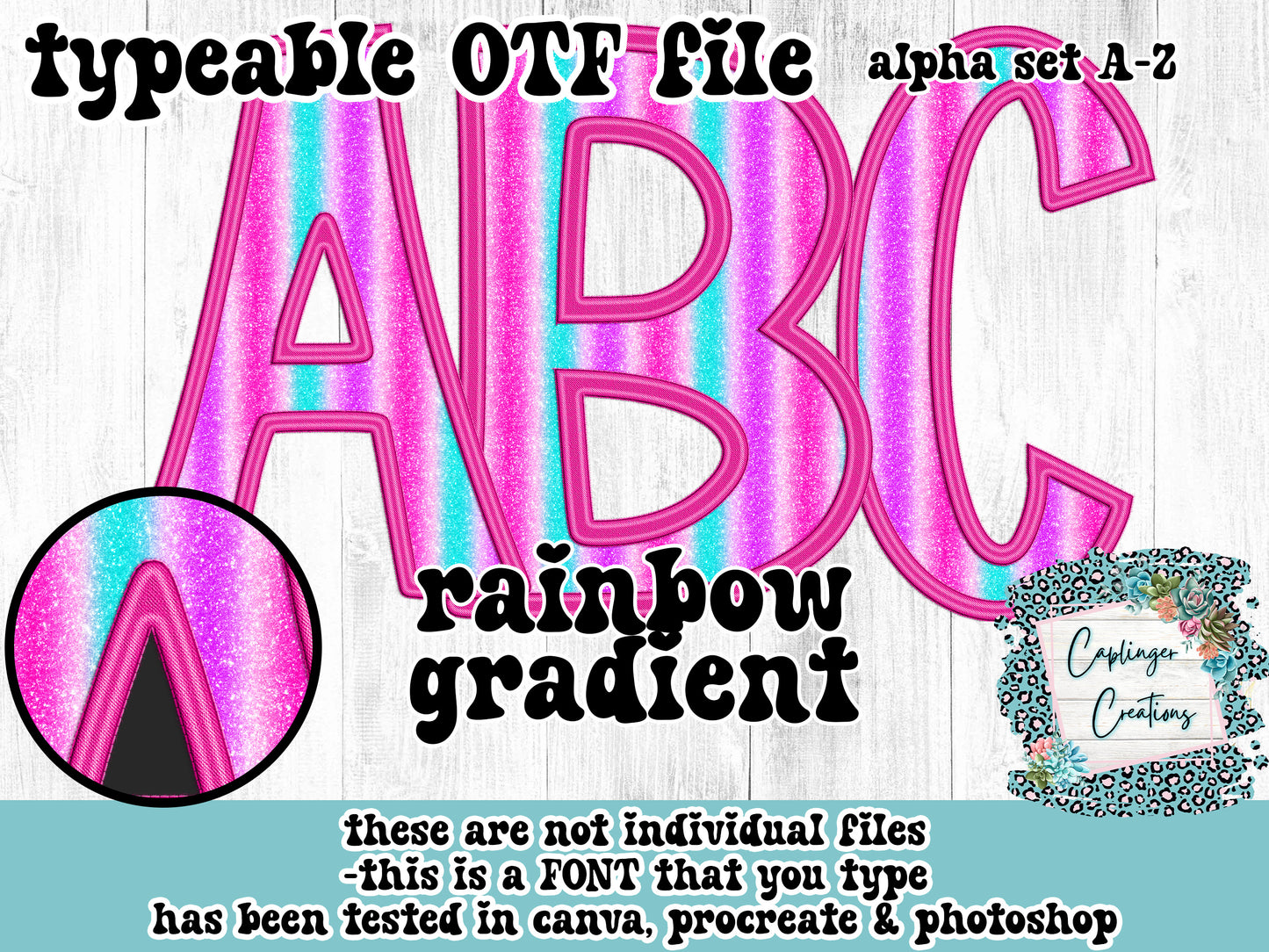 Rainbow Gradient- ALPHA FONT A-Z - TYPEABLE FONT - Digital download 300DPI PNG FILE