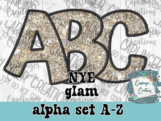 NYE Glam - ALPHA SET A-Z - Digital download 300DPI PNG FILE