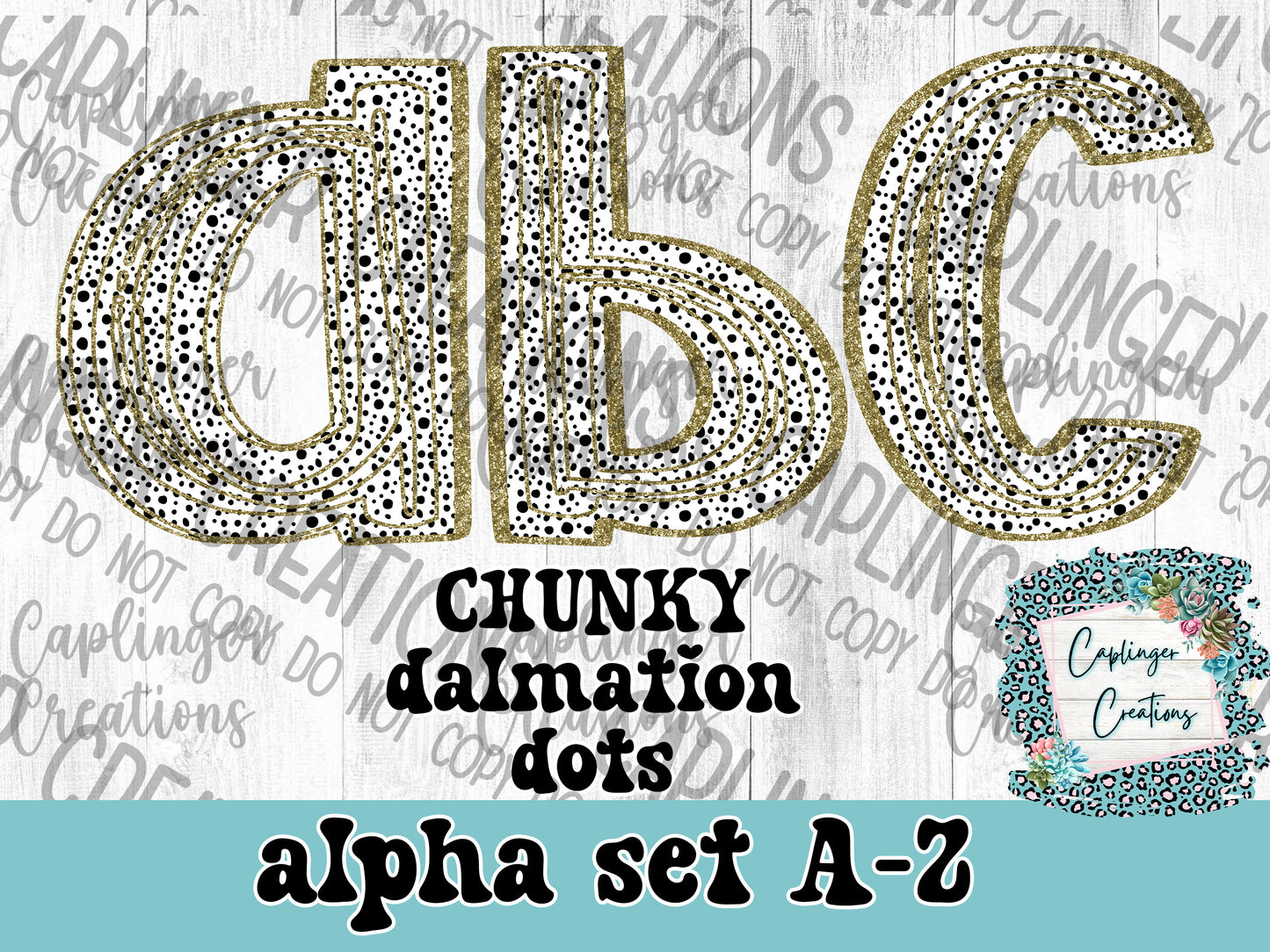 Chunky dalmatian dots - ALPHA SET A-Z - Digital download 300DPI PNG FILE