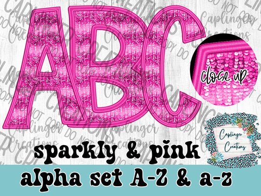 Sparkly & Pink - ALPHA SET A-Z - Digital download 300DPI PNG FILE