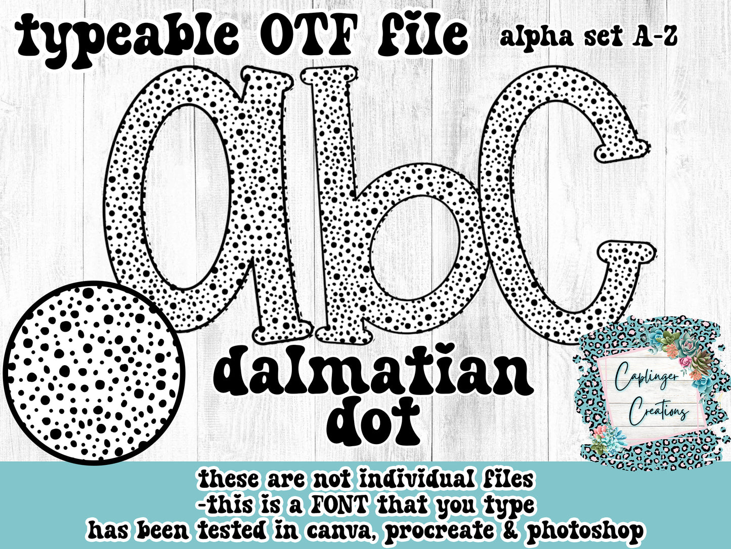 Dalmatian Dots - ALPHA FONT A-Z - TYPEABLE FONT - Digital download 300DPI PNG FILE