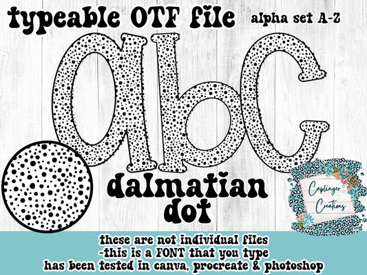 Dalmatian Dots - ALPHA FONT A-Z - TYPEABLE FONT - Digital download 300DPI PNG FILE