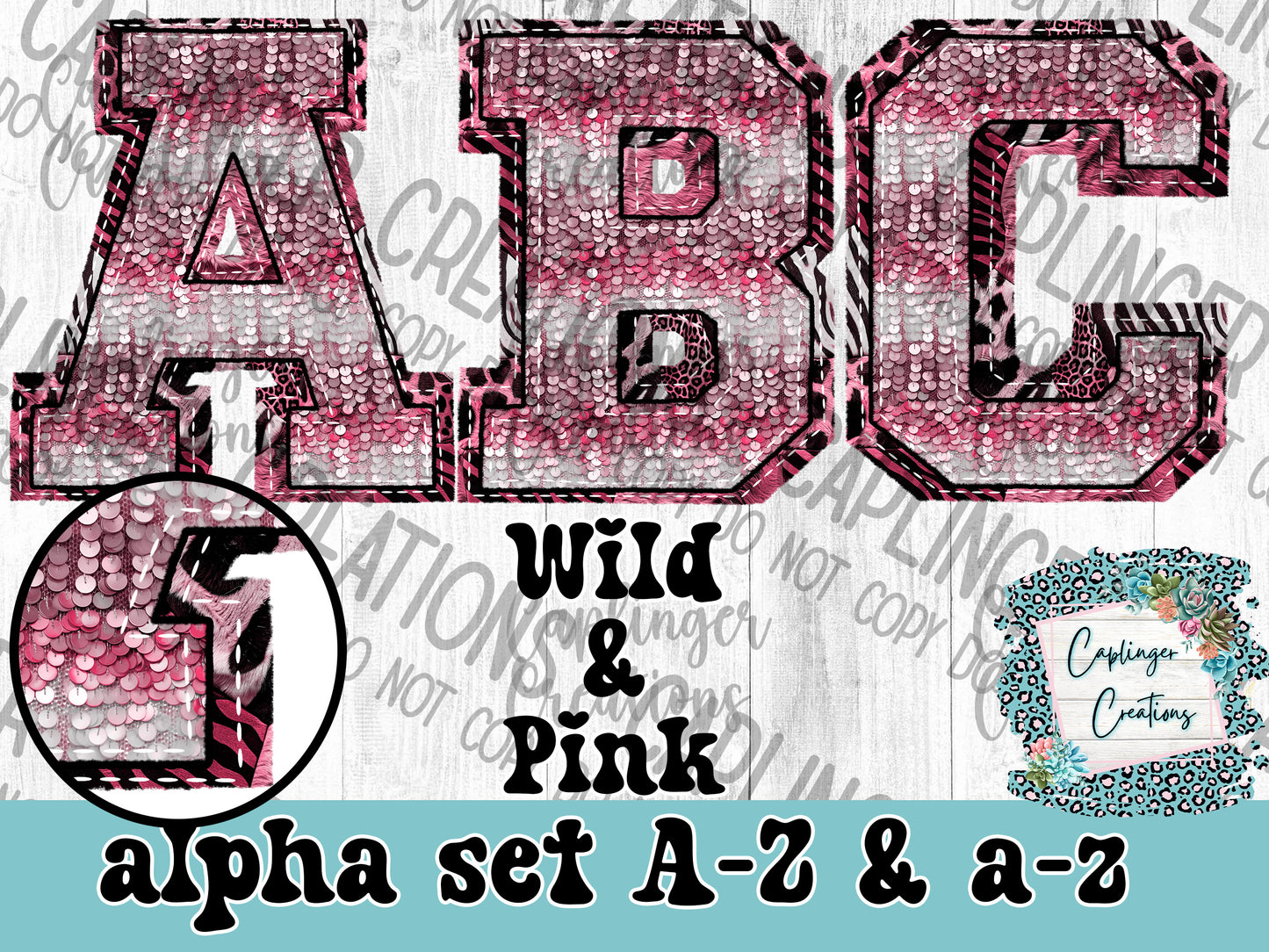 Wild & Pink - ALPHA SET A-Z- Digital download 300DPI PNG FILE