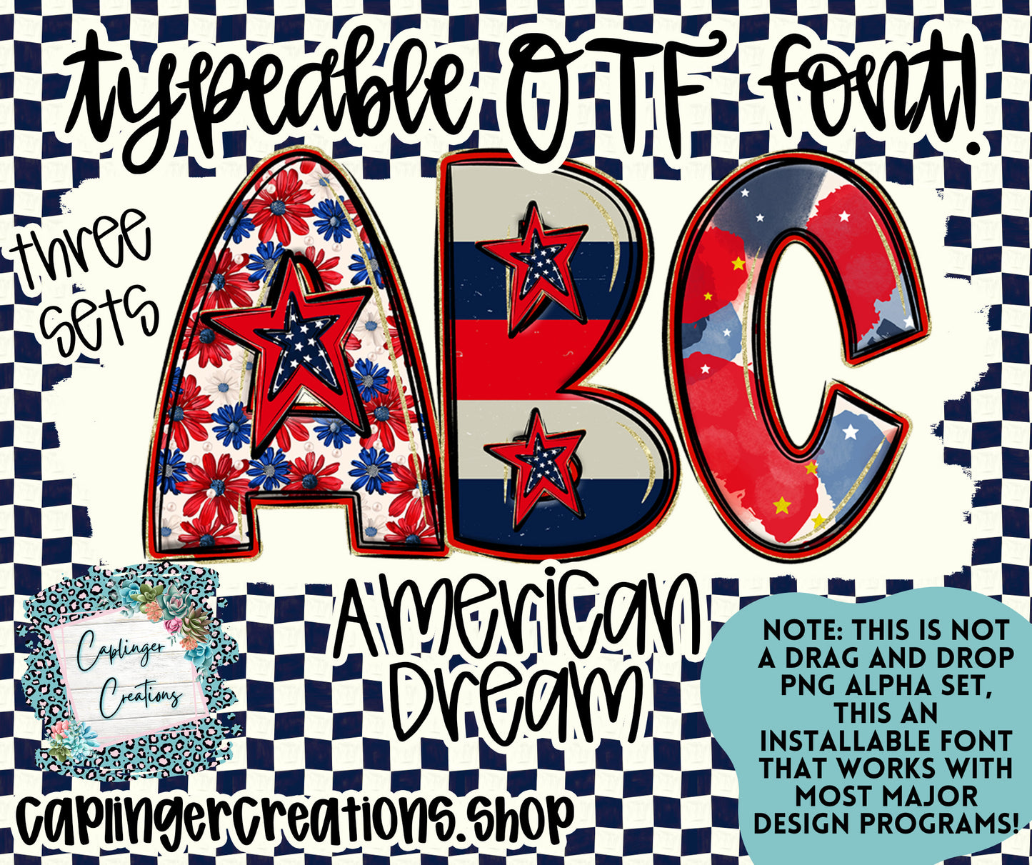 American Dream Set of 3 styles- TYPEABLE OTF FONT - Digital download