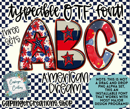 American Dream Set of 3 styles- TYPEABLE OTF FONT - Digital download