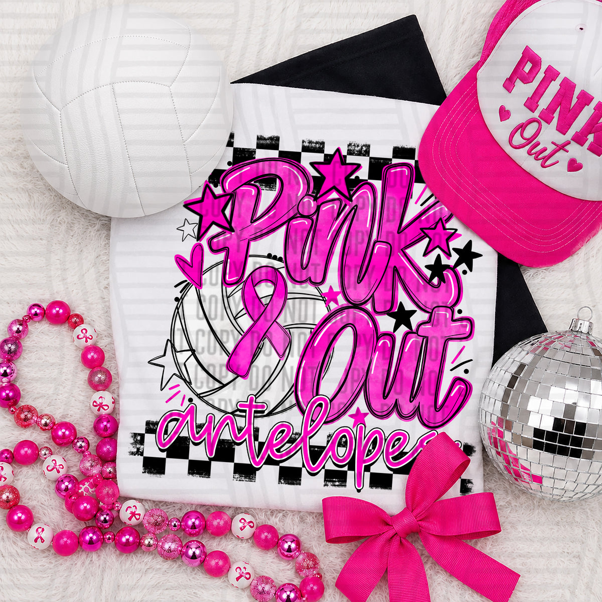 Pink Out Volleyball 0926-0019 - Custom + DROPDOWN - 300 DPI digital download