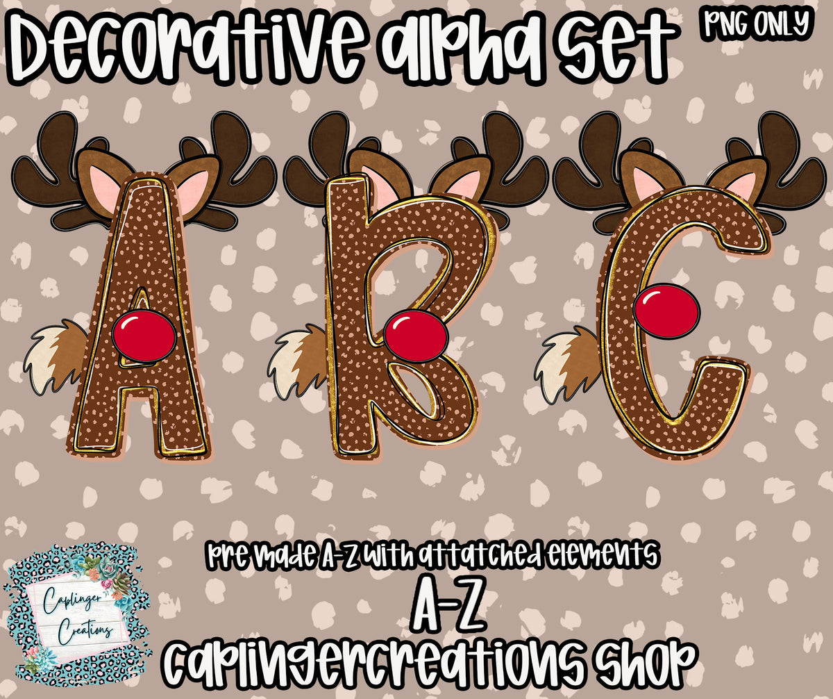 REINDEER with ATTACHED ELEMENTS PNG ONLY - Digital download