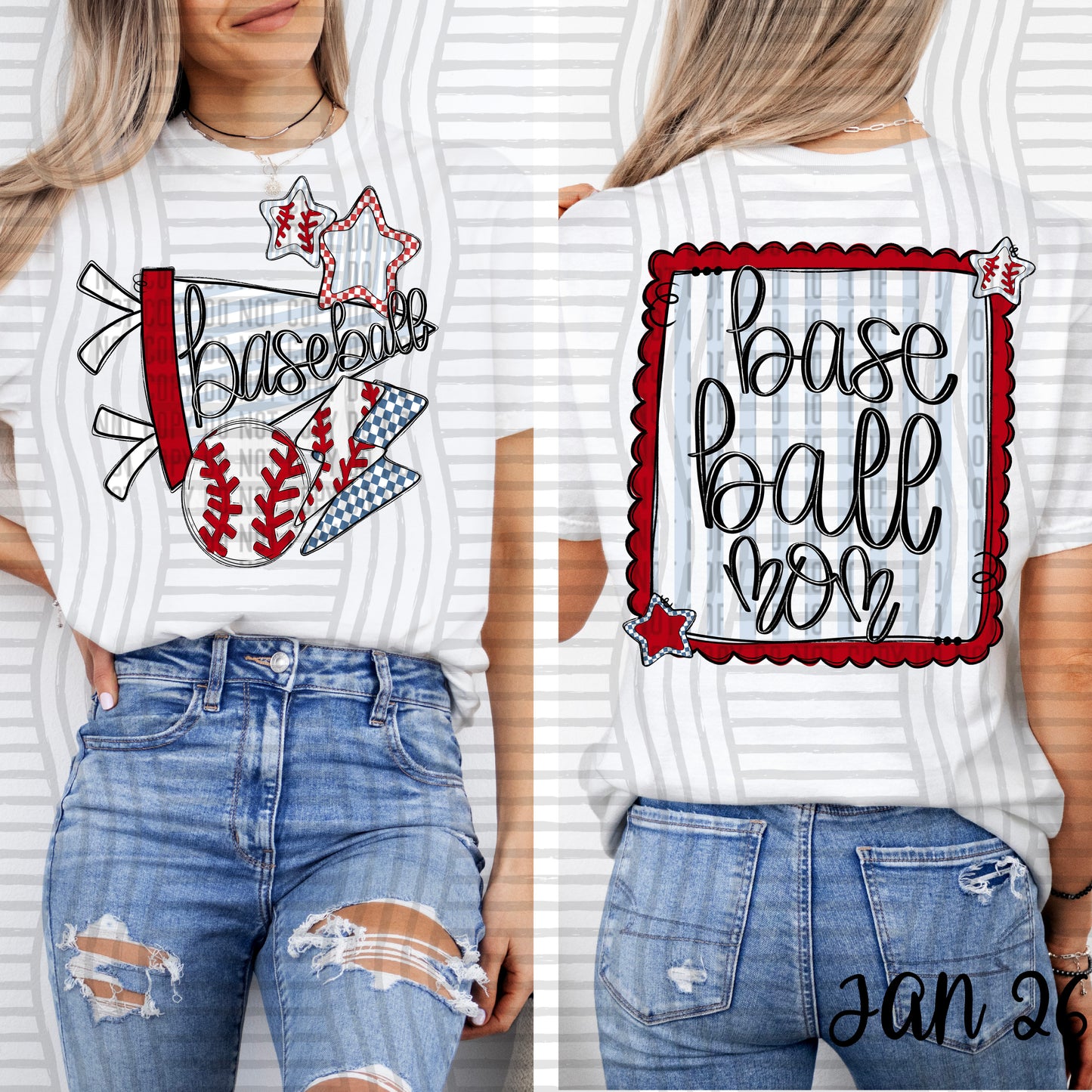 BASEBALL MOM FRONT/BACK -  300DPI PNG FILE