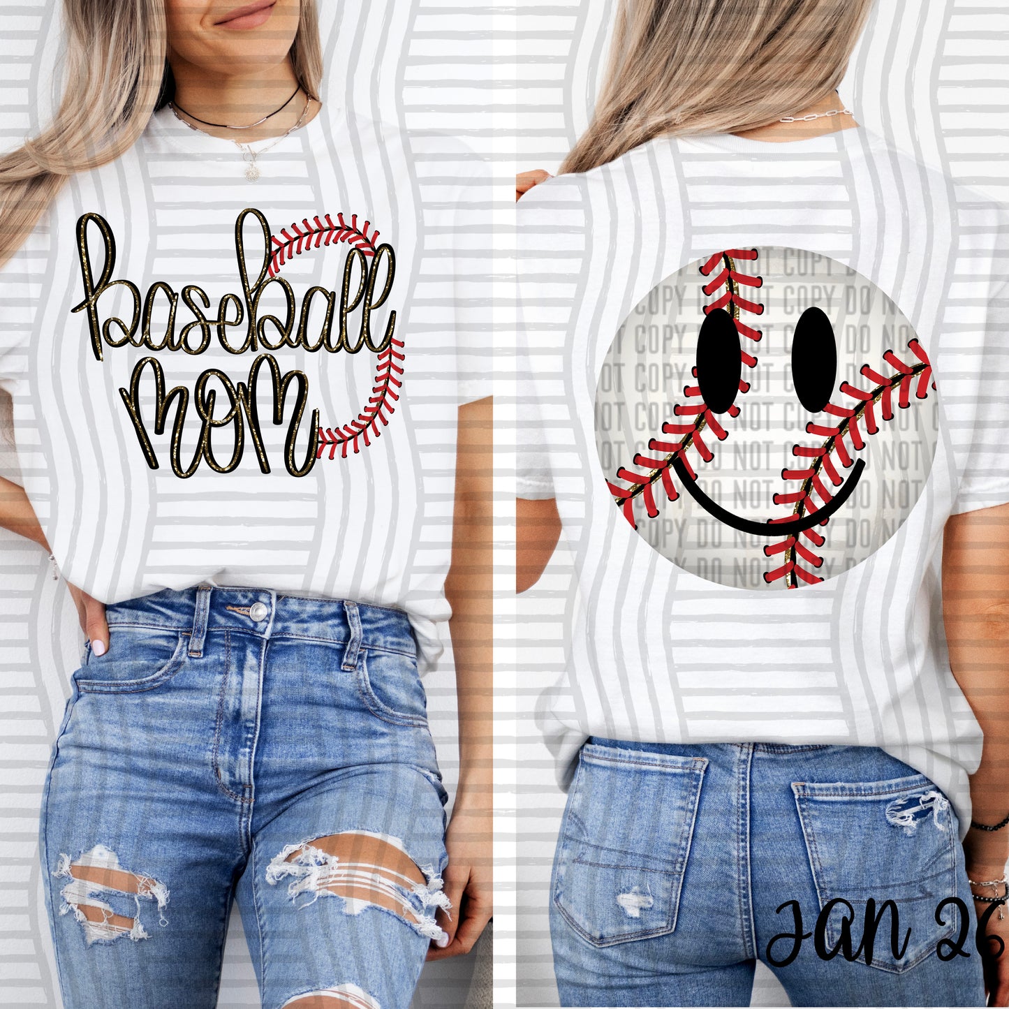 Thread Baseball (softball) Mom FULL SIZE comes with both front/back designs -  300DPI PNG FILE